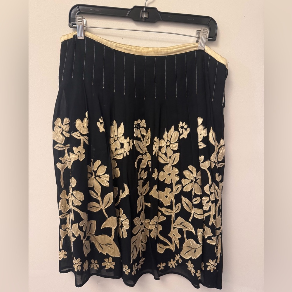Odille Black and Gold Embellished A-Line Skirt